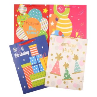 Happy Bday Gift Bag Glitter Accent Asst Xlg