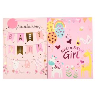 Baby Girl Gift Bag Foil Accents Asst Xlg