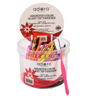 Adoro Slant Tip Tweezer Asst Color 60 Pc