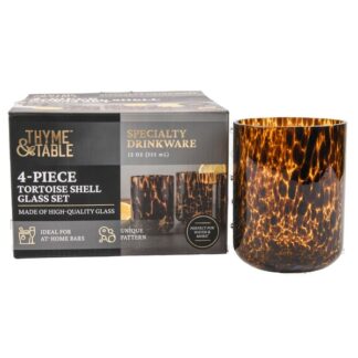 Tortoise Shell Glass Set 12 Oz 4 Pc