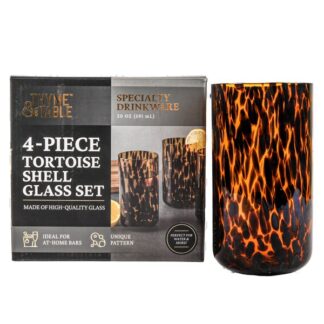 Tortoise Shell Glass Set 20 Oz 4 Pc