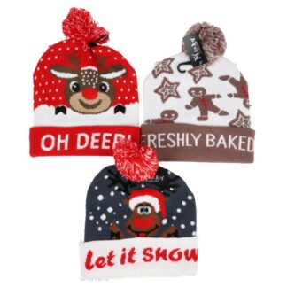 Hw Winter Kids Hat W/Pom Pom Asst Prints