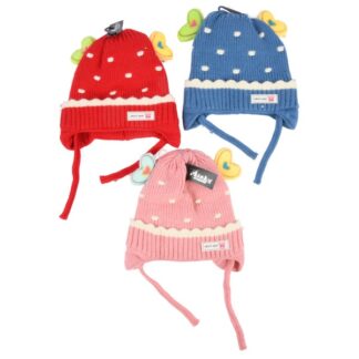 Hw Winter Kids Hat W/Heart Ears Asst Col