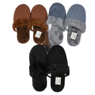 Hw Winter Mens Slippers W/Fur Asst Col&Sz 1 Pr
