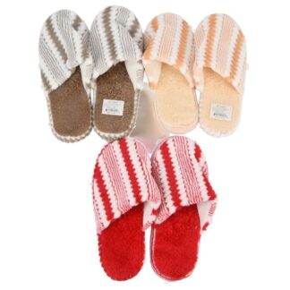 Hw Womens Slippers Fuzzy Stripes Asst1 Pr