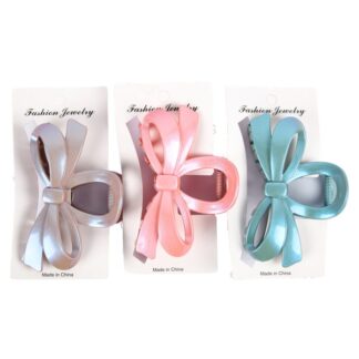 Hair Claw Clip W/Bow Asst Color 1 Pc