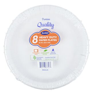 Axxion Paper Plates Hvy Duty White 10 In 8 Ct