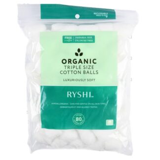 Organic Triple Size 100% Cotton Balls 80 Ct