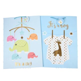 Baby Shower Gift Bag "It'S A Boy" Blue Xlg