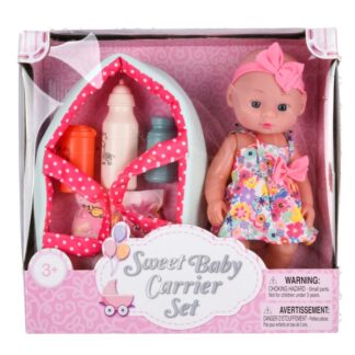 Baby Doll Toy Yvonne W/Carrier&Diaper Set 12"