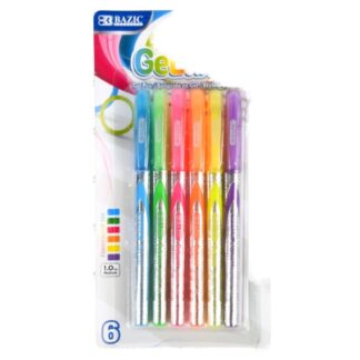 Bazic Geluxe Pen Fluorescent Asst Col 6 Pk
