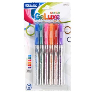 Bazic Geluxe Pen Glitter Asst Color 6 Pk