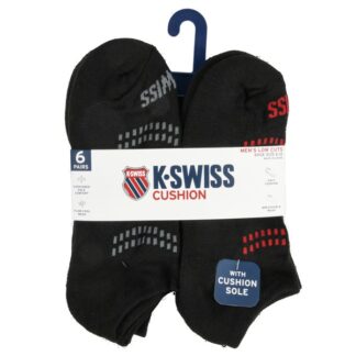 K-Swiss Mens Cushn Low Cut Sock Sz 6-12 6Pr