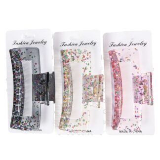 Hair Claw Clip Sq Transparent Asst Mult Color