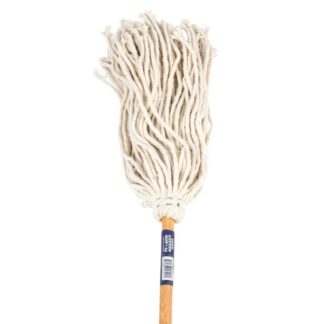 Mop #24 Cotton String White Wood Handle