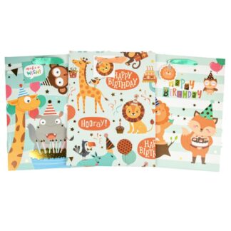 Happy Birthday Gift Bag Zoo Animals Asst Xlg