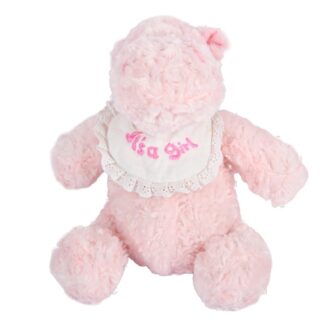 Hippo Plush Pink W/Rattle 12 In