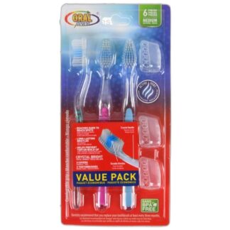 Oral Fusion Toothbrush Crystal Brgt Med 6Pk