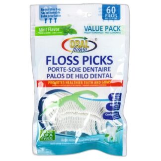Oral Fusion Floss Picks Mint Flavor 60 Ct