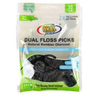 Dual Floss Picks Charcoal Mint Flavor 50 Ct
