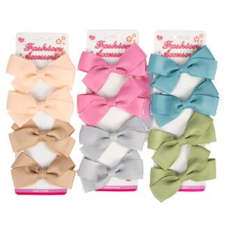 Fashion Hair Bow Clip Asst Color 4 Pc