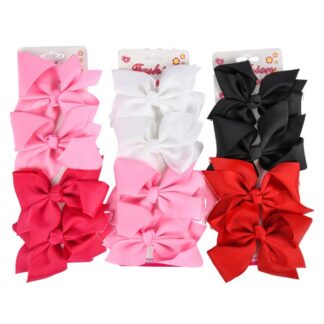 Fashion Hair Bow Clip Asst Color 4 Pc
