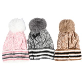 Hw Winter Stripes Beanie W/Pom Pom Asst Col