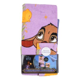 Disney Wish Bath Towel 25X50"+Washcloth 12X12" Set