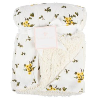 Baby Blanket Mink&Sherpa Mustrd Floral 30X40"