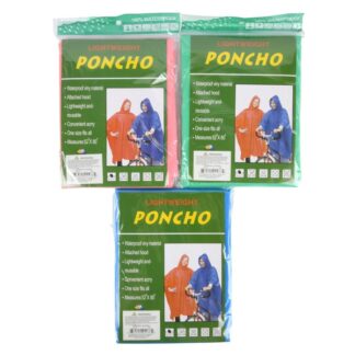 Raincoat Poncho One Size Asst Color 52X80 In