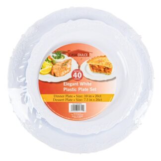 Plastic Plates White 40 Ct