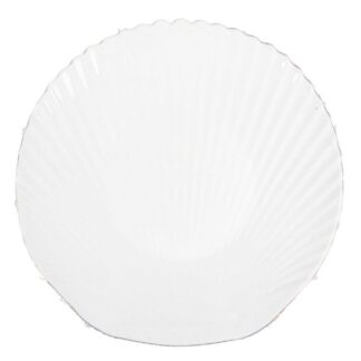 Krystallo Glass Shell Plate Opal White Gold 12 In