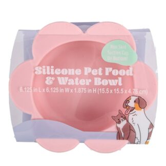 Silicone Pet Food & Water Bowl Floral Shaped 6"