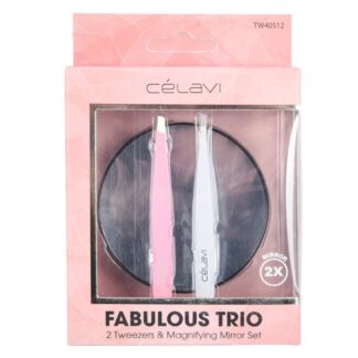 Celavi Fabulous 2 Tweezers & 1 Magnifying Mirror Set