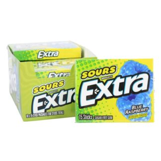 Extra Sours Sgr Free Gum Blue Raspberry 15 Sticks