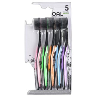 Toothbrush Medium Charcoal 5 Pk