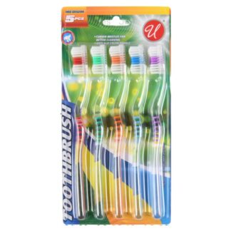 Toothbrush Clear Handle Medium 5 Pk