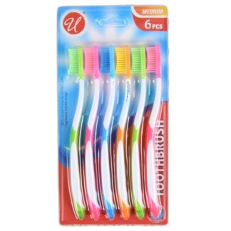 Toothbrush Value Pack Medium Asst 6 Pk