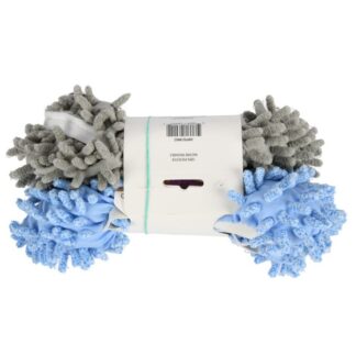 Dust Mop Slippers Carded Blue/Gray 2 Pc