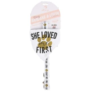 Dog Bandana&Leash Set "She Loved Me First" Asst Sz