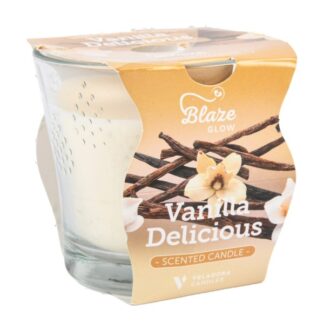 Blaze Glow Glass Scented Candle Vanilla 3.5 Oz