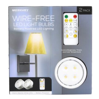 Merkury Wire Free Led Light Bulbs W/Control 2 Pk