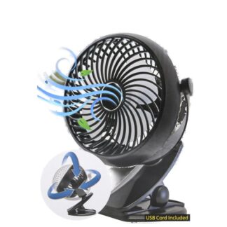 Rechargeable Usb Clip-On Fan Black