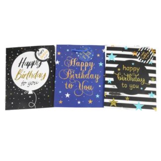 Happy Bday Gift Bag Dark Colors Asst Designs Md
