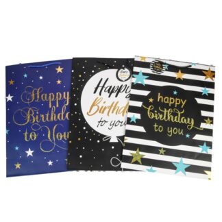 Happy Bday Gift Bag Dark Colors Asst Designs Xl