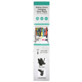 Rolling Clothes Hanging Rack W/Shoe Shelf