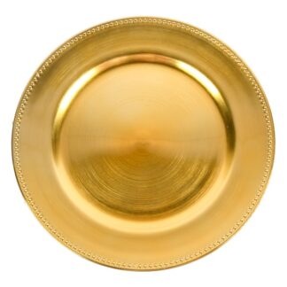 Plastic Plate Charger Beaded 13" Gold Color