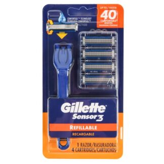 Gillette Sensor3 Refillable Razor Handle+4 Blades