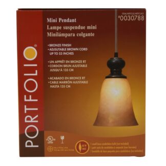 Portfolio Mini Amber Pendant 6X9.5H Bronze Finish Adjustable To 53H