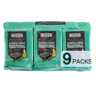 Nicos Seaweed Snack Traditional 12X9Pk